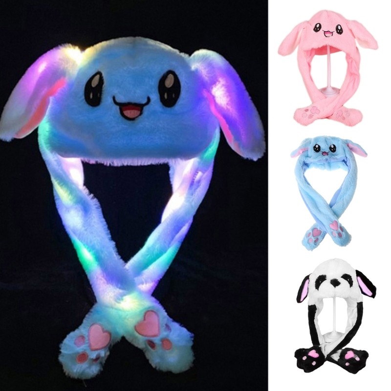 Trại vui nhộn mũ phát sáng LED cho cả gia đình, tai thỏ di động và nhấp nháy - Đồ chơi sang trọng cho ngày lễ