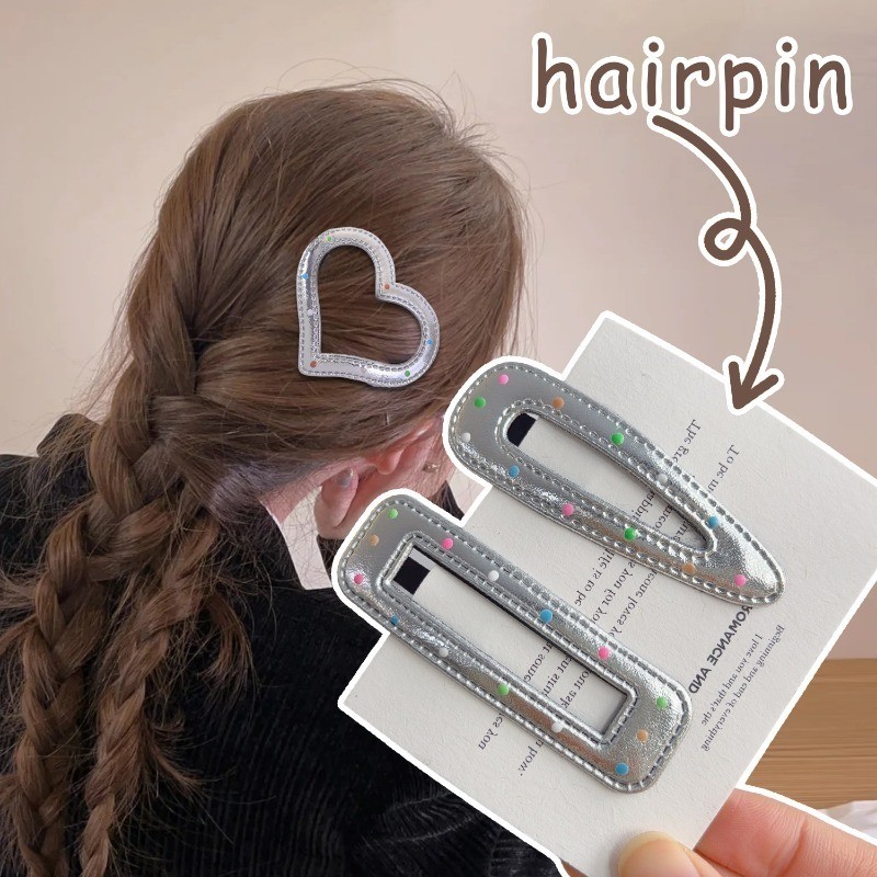 2 Chiếc Kẹp Tóc Nữ Chấm Nhiều Màu Bạc - Giá Đỡ Đuôi Ngựa Cho Bé Gái - Phụ Kiện Tóc Thanh Lịch - Ngọt Ngào, Phong Cách YK2, Thời Trang, Phong Cách INS Hàn Quốc - BB Barrettes Phổ Biến