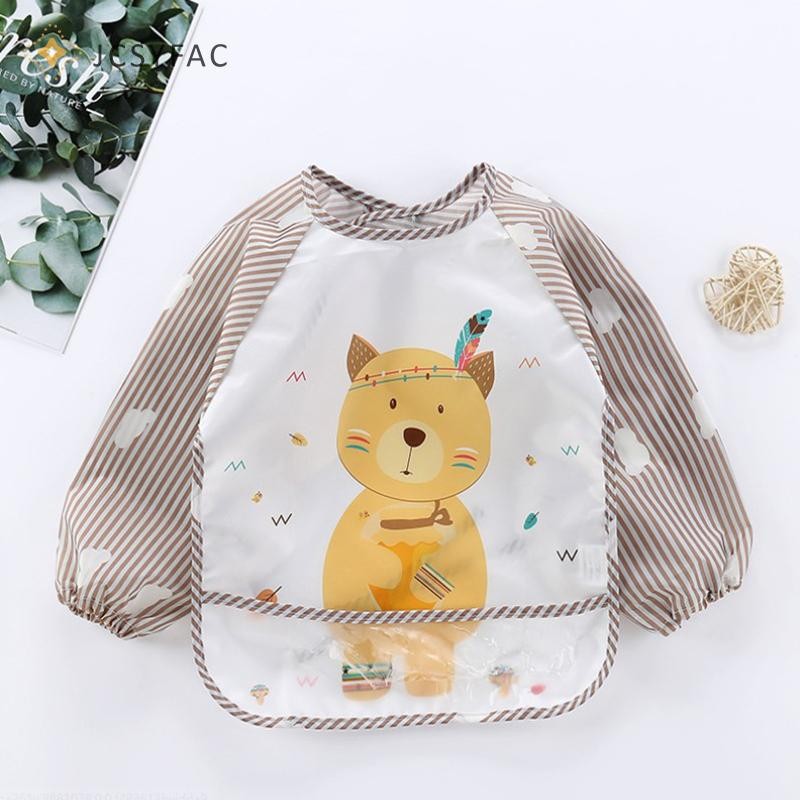 Jcsyfac Mới Cho Bé Trẻ Em Tập Đi Dài Tay Nghệ Thuật Chống Thấm Nước Smock Ăn Yếm Tạp Dề Túi Mới