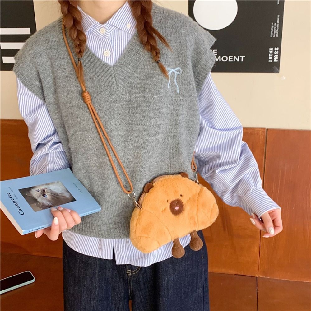 Túi Đeo Ngang GUSTAVA, Túi Đeo Vai Dung Tích Lớn Capybara, Túi Xách Mềm Hoạt Hình Sang Trọng Dễ Thương Cho Nữ Bé Gái