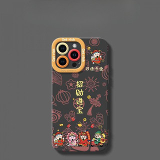 Ốp điện thoại Painted God of Wealth phù hợp cho iPhone16 / 15 / 14 / 13 / MINI / 12 / 11 / Pro MAX / X / 7 / 8 / 6 Vỏ bảo vệ toàn diện bằng silicon lỏng chống sốc và chống rơi