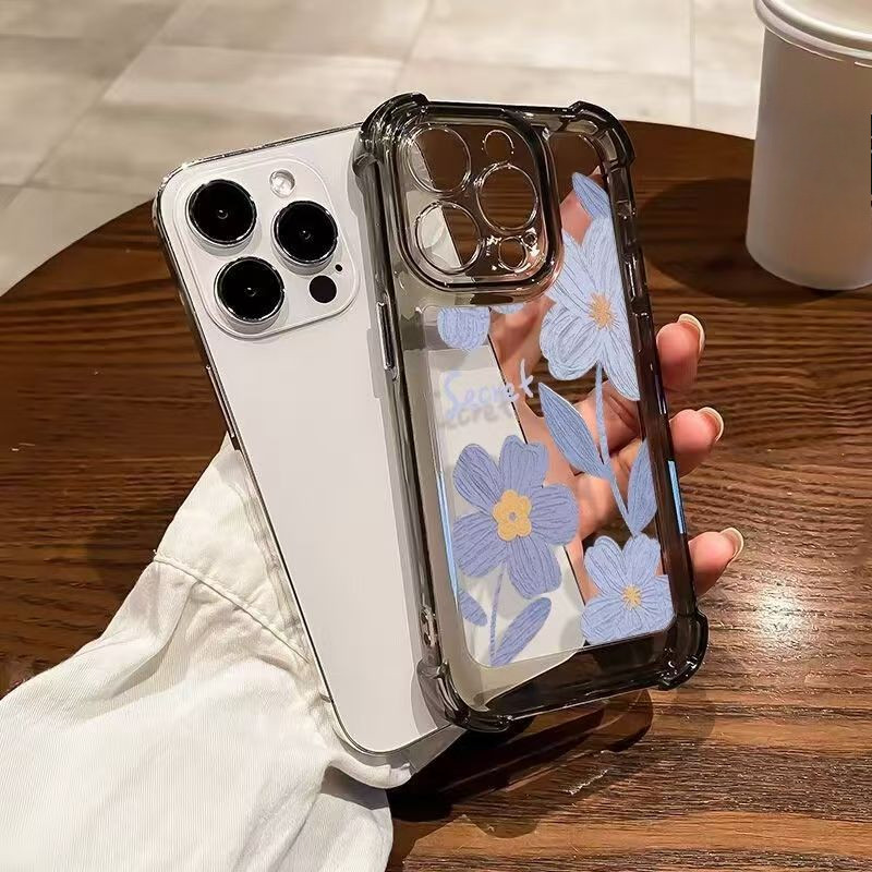 Ins Phong Cách Xanh Tranh Sơn Dầu Hoa Ốp Lưng Điện Thoại Xiaomi 17 Pro Max 15T Pro Poco M7 Pro Plus C85 C71 5G 4G Vỏ Mềm Chống Rơi Bốn Mặt