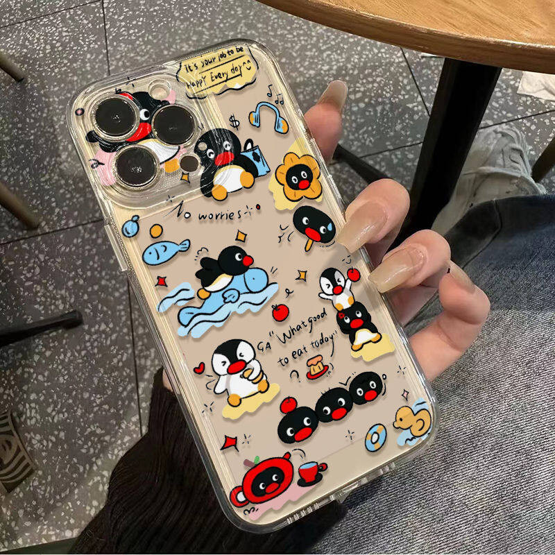 Ốp Lưng Cho Iphone 16 Pro Max 11 12 13 14 15 Pro Max 6 6S 7 8 Plus X XS XR SE 2 3 Ốp Điện Thoại Anime Dễ Thương Pingu Hoạt Hình Động Vật Chim Cánh Cụt TPU Chống Sốc Camera Bảo Vệ Mềm Mại