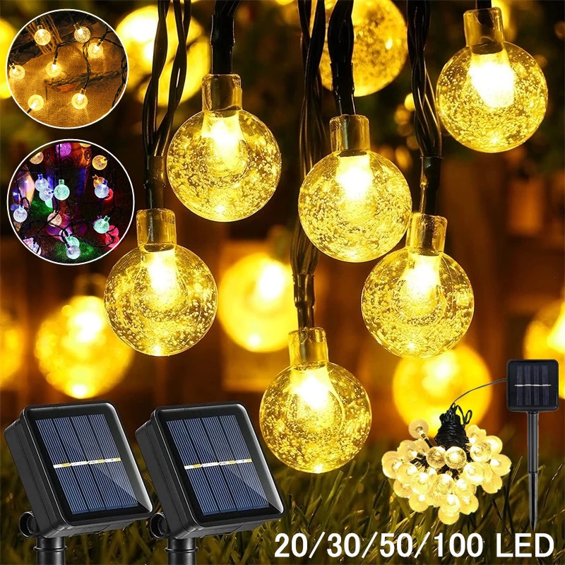 Dây Đèn Led Trang Trí Ngoài Trời ，Đèn trang trí chống thấm năng lượng mặt trời， bóng bong bóng pha lêĐèn sân vườn