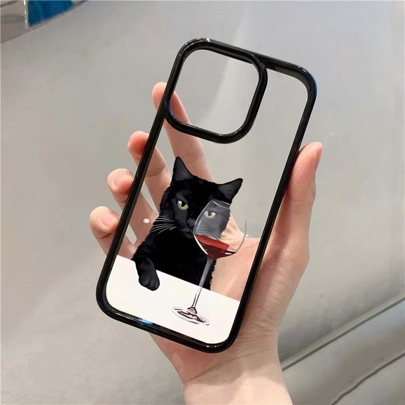 Dành Cho Samsung S25 S24 Ultra S23 S24 FE S23 S22 S21 Plus S20 S21 FE Cốc Mèo Dễ Thương Uống Cặp Đôi Silicon Trong Suốt Chống Sốc