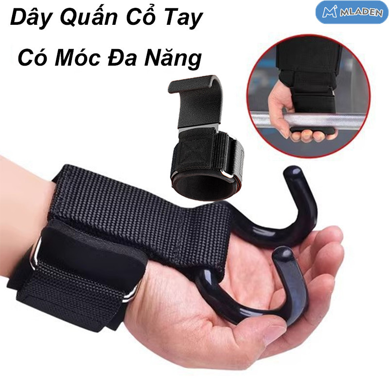 Dây Quấn Cổ Tay Có Móc Đa Năng，Găng tay tập xà đơn có móc - trợ lực nâng đẩy tạ,gym Bảo Vệ Cổ Tay