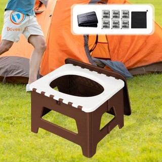 Dovewill Nhà vệ sinh di động Có thể gập lại Bô Commode có nắp Hỗ trợ đa năng lên đến 100kg Nhà vệ sinh du lịch để đi bộ đường dài Xe câu cá dã ngoại