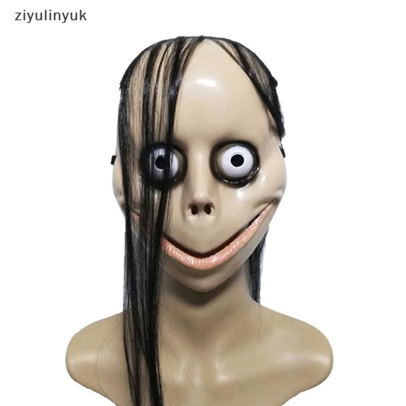 Ziyulinyuk Kinh dị Halloween mới, mặt nạ tóc dài, miệng chữ V, tóc, ma nữ, Roleplay MoMo EN
