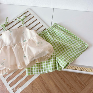 [8-26kg] Set Bộ Hè 2 Dây Đính Hoa Tuylip Chất Tơ Mềm Cho Bé Gái