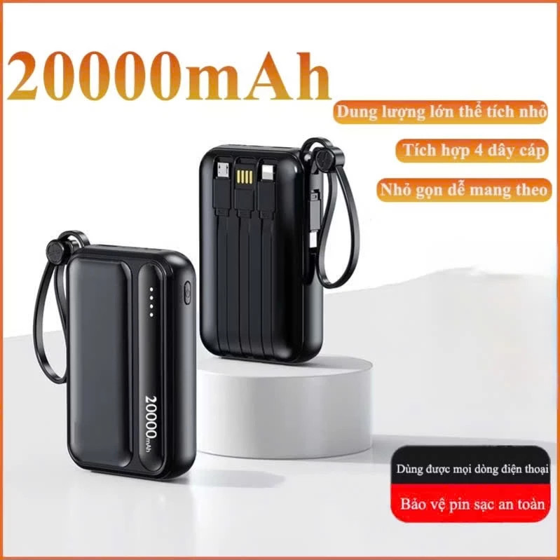 Pin sạc dự phòng 20000mAh nhiều cổng sạc tương thích nhiều thiết bị TYPE C/USB nhỏ gọn tiện lợi