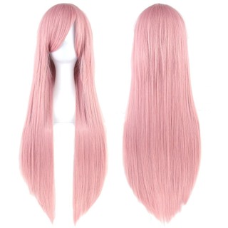 HARRIETTLO Halloween Cosplay Tóc Giả, Tóc Tổng Hợp Dài Gothic 80cm, Chịu Nhiệt Thoáng Khí Tự Nhiên Đỏ Tím Anime Thẳng Tóc Nữ
