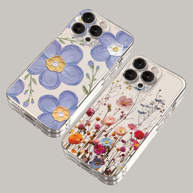 Mùa Hè Tươi Hoa Nhỏ Cây Điện Thoại Di Động Ốp Lưng Cho OPPO A5 A3 Pro 5G Reno 11F 12F 13F 11 12 13 Pro 8T 5G Vỏ Mềm Trong Suốt Họa Tiết TPU Thời Trang Silicon Trong Suốt