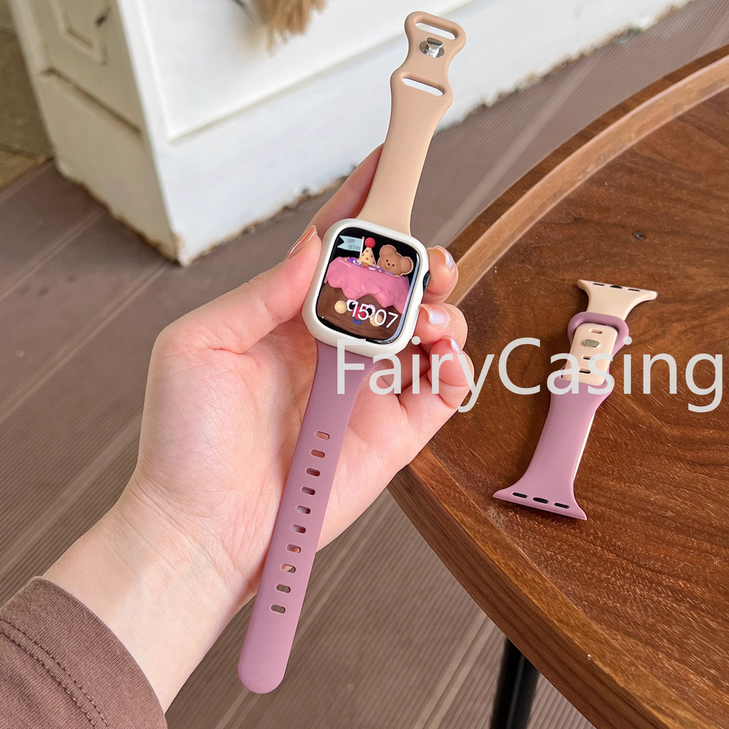 Ốp lưng Candy Color S11 S11 + Dây đeo silicon mỏng S11 cho Iwatch 49mm 44mm 40mm 45mm 41mm 42mm 46mm Vòng đeo tay thể thao cho Apple Watch Series 8 7 Se 4 5 6 9 10 Ultra 2