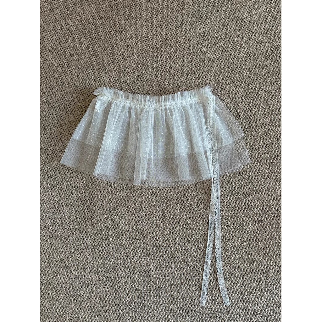 Milyfashion Tất Cả Trận Đấu Váy Chữ A Ren Màu Trơn Lưới Phối Ren Fart Rèm Ngọt Nửa Chiều Váy Hợp Thời Trang