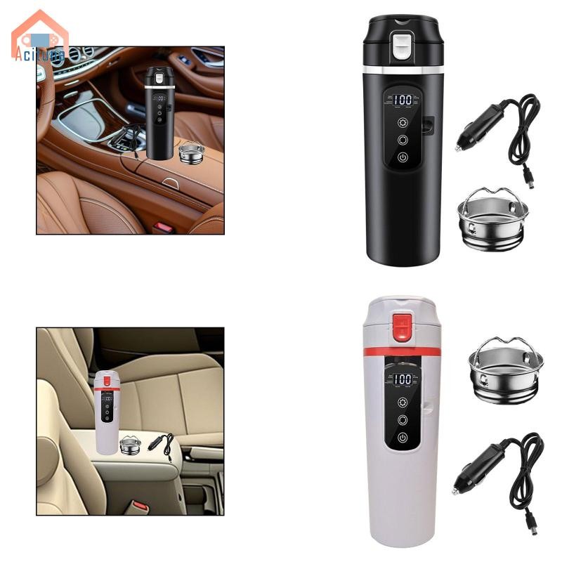 Acuuna 12V 24V Ấm Siêu Tốc Ô Tô Nồi Hơi Ấm Siêu Tốc Điện Hiển Thị Nhiệt Độ Sưởi Ấm Cốc Uống Nước Làm Nóng Thông Minh Cốc Ô Tô Cho Cắm Trại