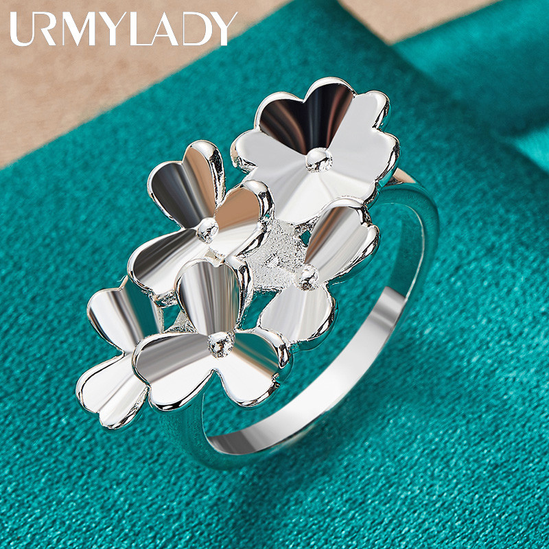 URMYLADY Bạc 925 Năm Hoa 7-10 # Nhẫn Nữ Thời Trang Tiệc Cưới Trang Sức Quyến Rũ