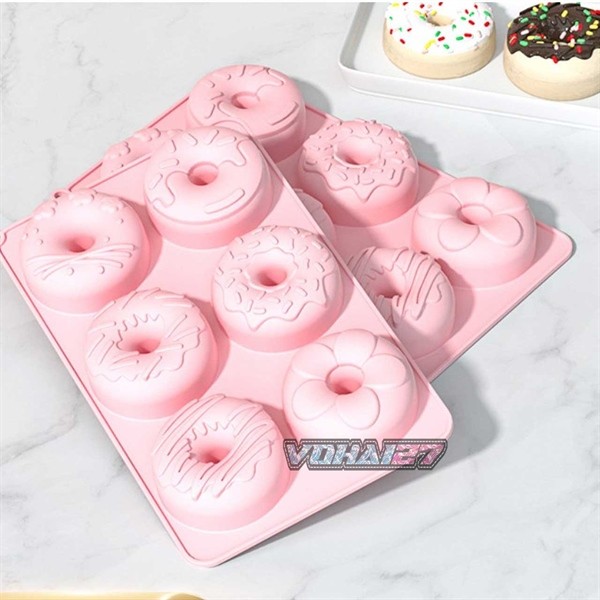 Khuôn silicon bánh donut 6 ô đổ rau câu pudding