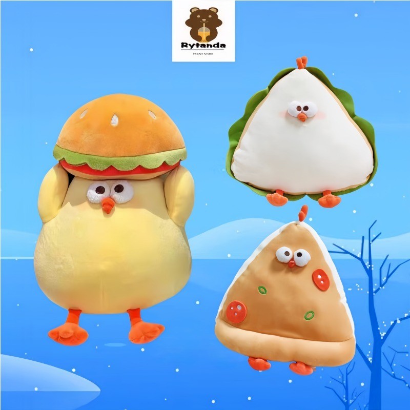 Kawaii Dundun Gà Sang Trọng Đồ Chơi Dễ Thương Hamburger Gà Sang Trọng Búp Bê Sáng Tạo Sandwich Pizza Gà Đồ Chơi Nhồi Bông Mềm Mại Cho Bé Làm Dịu Búp Bê Trang Trí Nhà Quà Tặng Năm Mới Quà Tặng Sinh Nhật