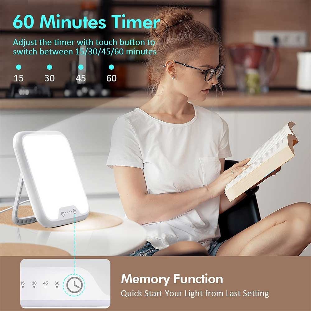 SAD Light, LED Happy Light, Portable Natural Sunlight Lamp with Memory Function
