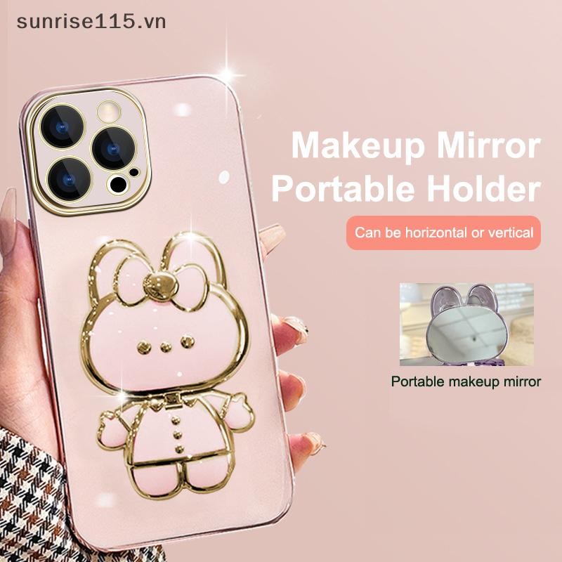 SRVN 360° Giá đỡ xoay 2 trong 1 Phim hoạt hình Gương trang điểm Giá đỡ điện thoại Phụ kiện để bàn có thể gập lại đa chức năng.