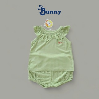 Bộ hè bé gái Bunny cổ bèo chất thun lạnh mềm mát thoáng khí size 4-15kg