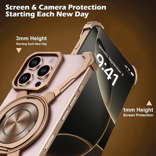 [JLK] Ốp Bảo Vệ Không Khung Nhôm Cho Iphone 16 15 14 13 Pro Max Magentic Sạc Không Dây 360° Ốp điện thoại có thể xoay được