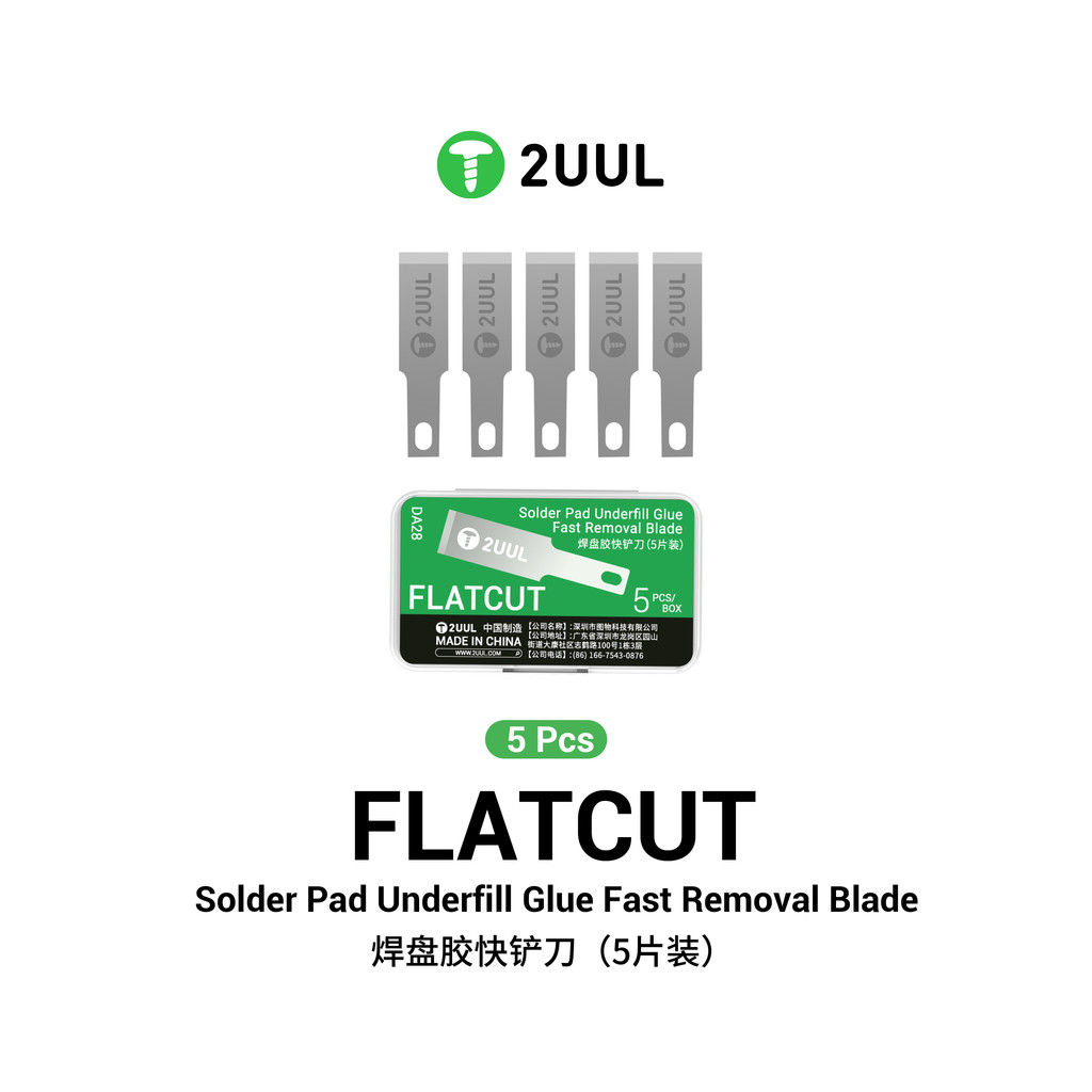 2UUL DA28 FLATCUT 5 Miếng Hàn Miếng Dán Loại Bỏ Keo Bộ Lưỡi Dao Có Giấy Nhám Cho Điện Thoại PCB Sửa Chữa An Toàn CPU Chip Dụng Cụ Cạo