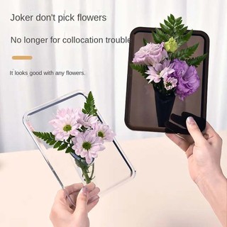 (Giao hàng tại địa phương) Acrylic Khung ảnh sáng tạo Bình hoa nghệ thuật Trang trí phòng khách Giá sách Hộp đựng trang trí hoa (không có hoa))