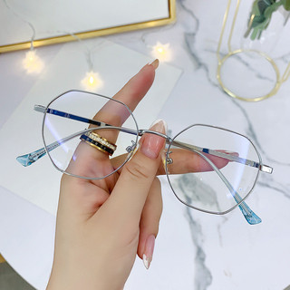 Kính cận thị độ 0-500, khung kim loại hình bát giác, thời trang cho nữ và học sinh, bảo vệ mắt khỏi ánh sáng xanh