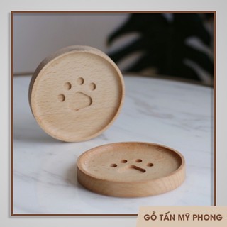 Chạm khắc Tên lên Đế Lót Ly Bằng Gỗ Hình Bàn Chân Gấu Mèo  Dễ Thương Xinh Xắn
