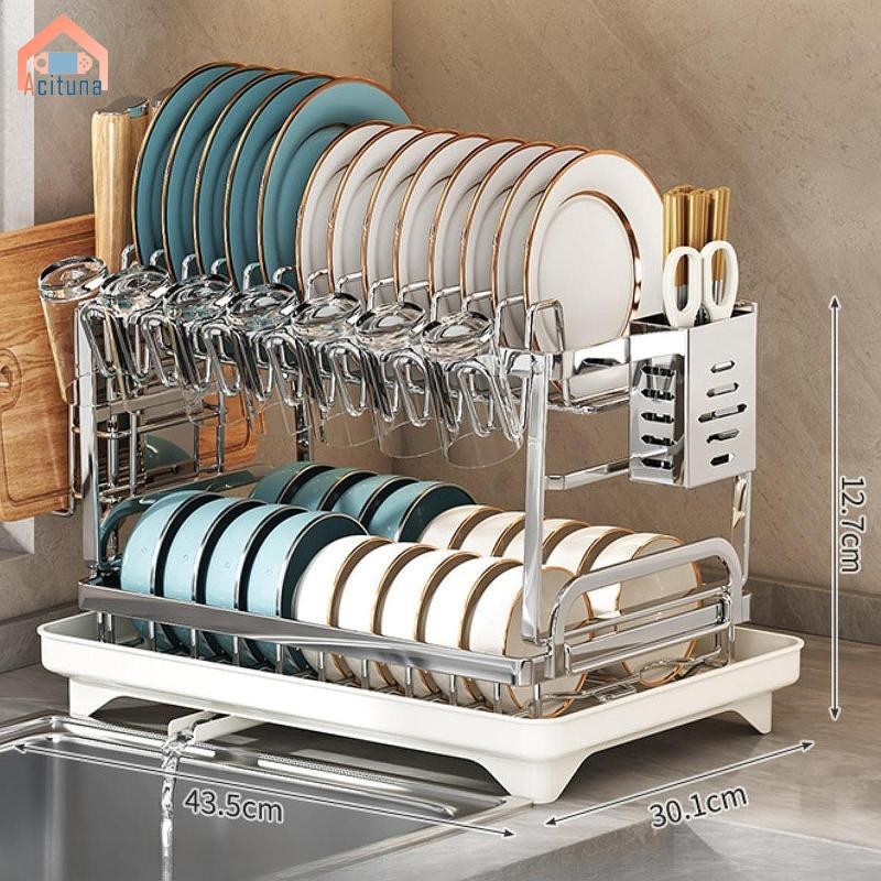 Giá phơi bát đĩa cho quầy bếp Giá để đồ ăn đa chức năng Tiết kiệm không gian chống gỉ Ổn định với tổ chức ván thoát nước