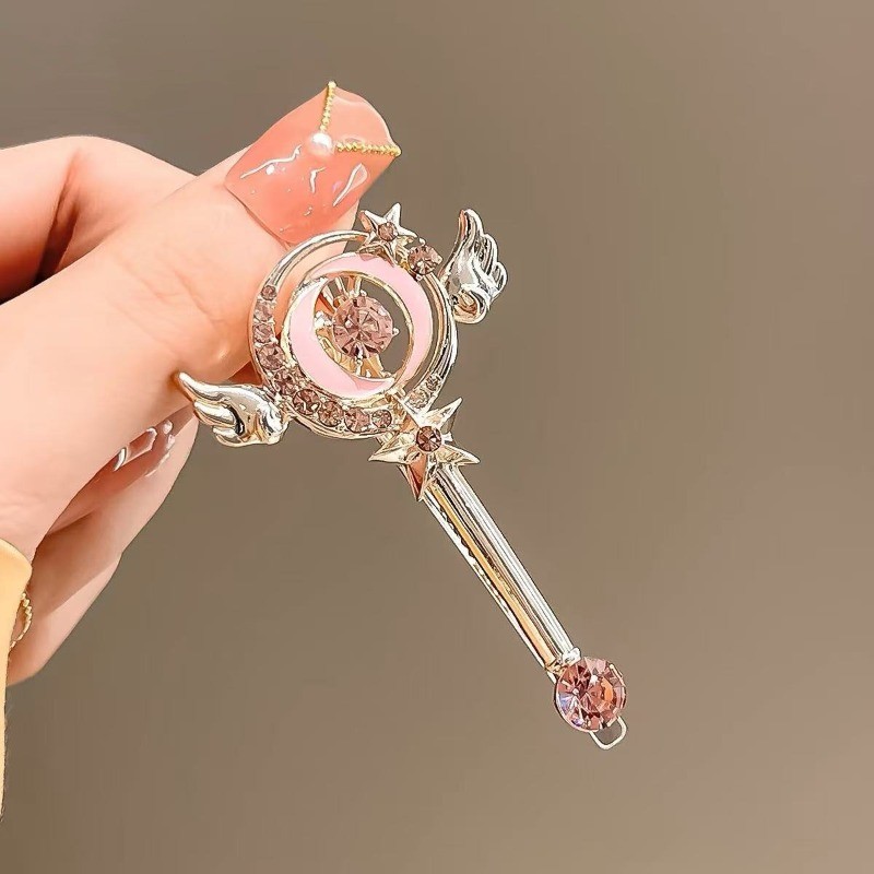 Mauropoli [Sẵn Sàng] Magic Wand Kẹp Tóc Nhật Bản Cô Gái Dễ Thương Trái Tim Phụ Kiện Tóc Bên Kẹp Nổ Kẹp Mỏ Vịt Kẹp Tóc Mũ Đội Đầu Thời Trang