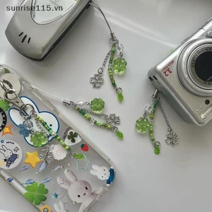 Srvn Handmade Đính Hạt Dây Xích Điện Thoại May Mắn Bốn Lá Cỏ Ba Lá Dây Xích Điện Thoại Nhiều Màu Sắc Móc Khóa CCD Mặt Dây Chuyền Điện Thoại Di Động Phụ Kiện Trang Trí.