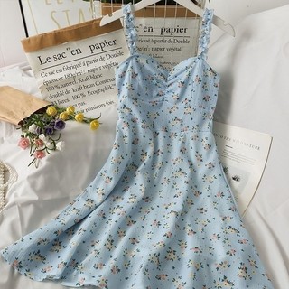 Hoa Ngọt Ngào Hàng Ngày Mỏng Đơn Giản Sling Preppy Phong Cách Đầm Dễ Thương Mỏng Hơn Nhìn Phù Hợp Với Cô Gái Nóng Váy Ngắn Cô Gái Cô Gái