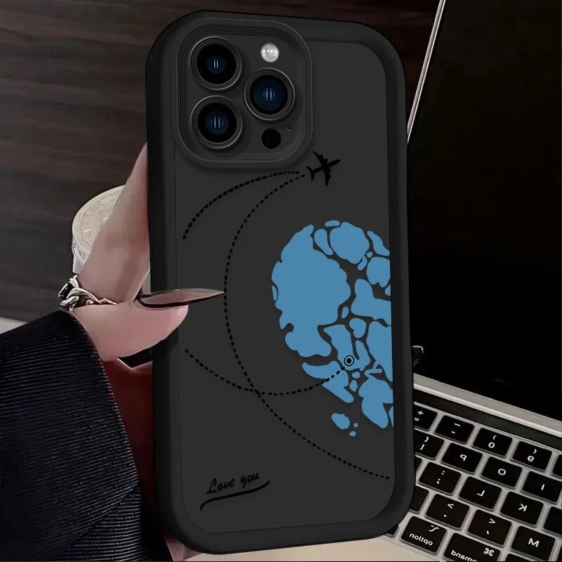 Ốp Điện Thoại Cặp Đôi Trái Tim Tình Yêu Máy Bay Cho OPPO Reno 12 Pro 11F 12F 10 5G 8 11 10 Pro Plus 8T 7 4 5 6 A7Z 8Z F9 F11 A3 Pro A3X Find X8 Cover Silicon Mềm Dễ Thương
