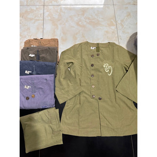 Set Cổ Trụ Tròn Thêu Tâm, Pháp Phục Nữ Đi Chùa