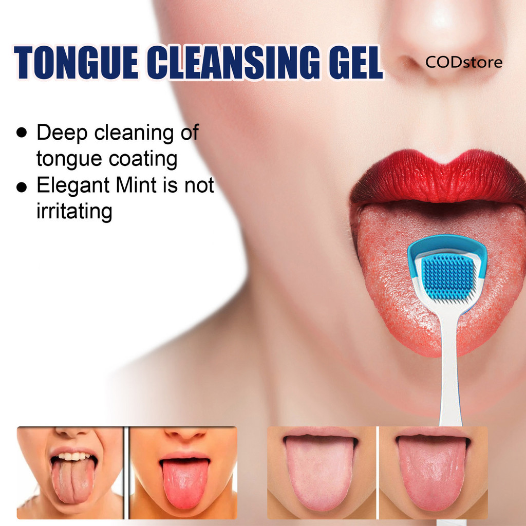 [Codst] 50g / bộ Dụng cụ làm sạch lưỡi Thao tác đơn giản Tay cầm công thái học Bàn chải Gel làm sạch lưỡi cầm tay cho Unisex