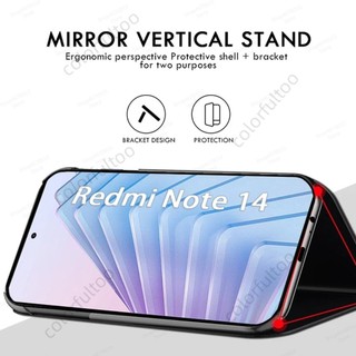 Ốp điện thoại lật gương bằng da cho Redmi Note 14 13 Pro Plus + 14Pro + Note13 Note14 4G 5G Vỏ bảo vệ toàn diện từ tính sang trọng Vỏ chống sốc Vỏ cứng mềm chống rơi