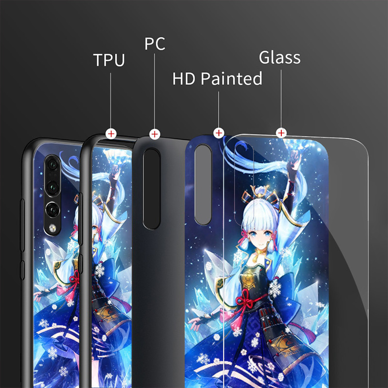 Ốp Điện Thoại Kính Cường Lực Genshin Impact Kamisato Ayaka 02 Cho Samsung Galaxy S9 Plus S10 S10e S20 FE S20 Plus S21 S22 S23 S24 Ultra Cover