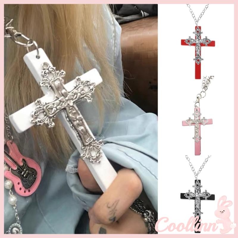 Coo Thời Trang Gothic Dài Dây Chuyền Vòng Cổ Thẩm Mỹ Chữ Thập Mặt Dây Chuyền Vòng Cổ Egirl Trang Sức Xương Đòn Dây Chuyền Vòng Cổ