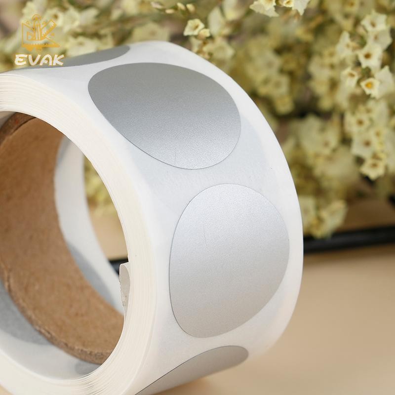 Alittlesetrtu 300 Chiếc Tròn Bạc Trầy Xước Miếng Dán 1 Inch Scratc Tắt Nhãn Dán VN