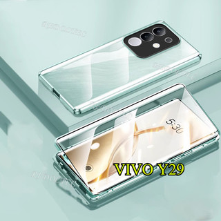 Vỏ VIVO Y29 4G Bảo vệ toàn bộ ống kính Vỏ kim loại từ tính VIVO Y29 Y 29 Mặt trước hai mặt Kính mặt sau Vỏ điện thoại toàn thân có khóa