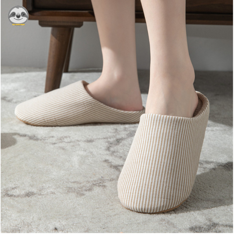 Phong cách Nhật Bản Phong cách Muji / Nam Nữ Dép Cotton sọc màu trơn trong nhà / Dép ấm sàn gỗ gia đình