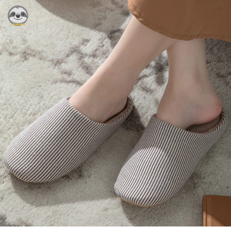 Phong cách Nhật Bản Phong cách Muji / Nam Nữ Dép Cotton sọc màu trơn trong nhà / Dép ấm sàn gỗ gia đình
