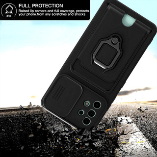 Dành Cho Samsung Galaxy A52 / A52s / A72 / A73 / A53 Ốp Lưng 4 Trong 1 Trượt Camera Bao Đựng Thẻ Đứng Vuông Freebie Dây Chống Sốc Chống Rơi Mỏng Mềm TPU Cover