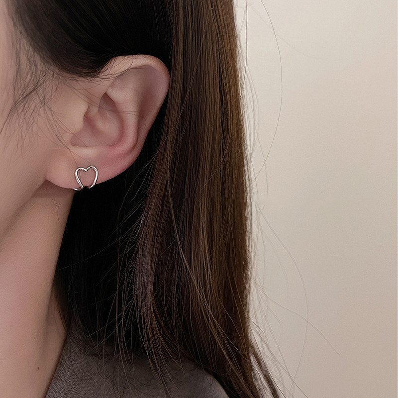 1/2/5/7 Cái Unisex Kẹp Xương Tai Hình Tình Yêu - Vòng Đeo Tai Kim Loại Bạc Phong Cách Giản Dị