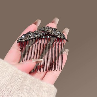 MAUROPOLI [Sẵn Sàng] Lược Tóc Lá Kim Cương Giả Đen Cao Cấp Nữ Phong Cách Mới Niche Đầu Sau Tóc Dụng Cụ Tiện Dụng Lắp Lược Kẹp Tóc Tinh Tế