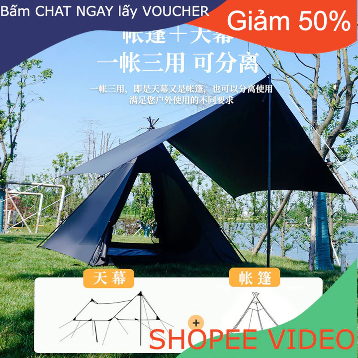 Glamping Lều cắm trại cao cấp Lều da đen, lều cắm trại ngoài trời chống tia cực tím, chống mưa, Lều Dã Ngoại – 4
