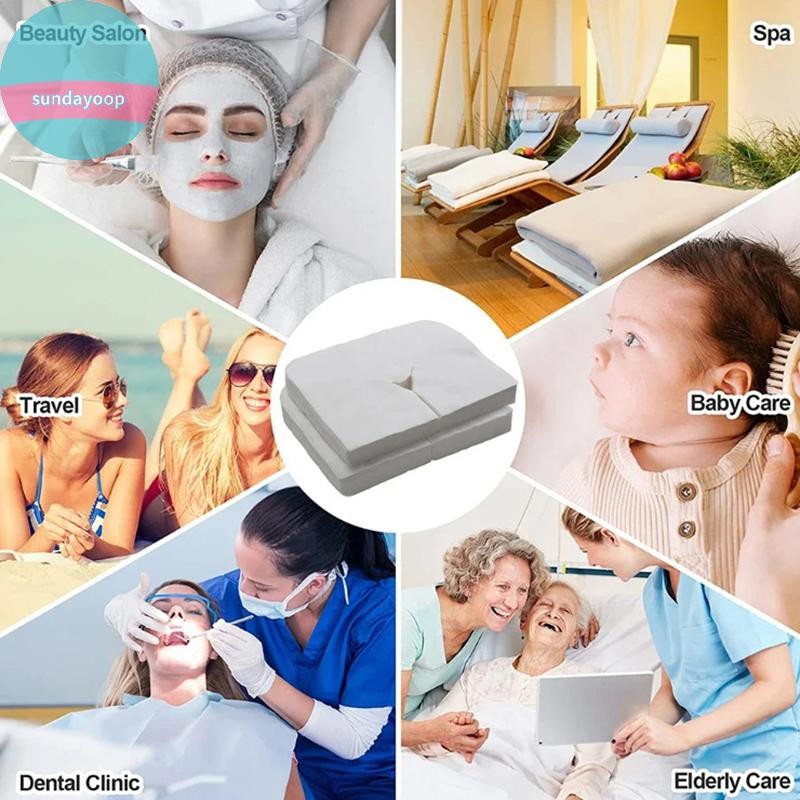 Sund 100 / 200 Cái SPA Mặt Massage Pad Thẩm Mỹ Viện Massage Tựa Đầu Miếng Lót Dùng Một Lần Khăn Cotton Che Mặt Dụng Cụ Chăm Sóc Da VN