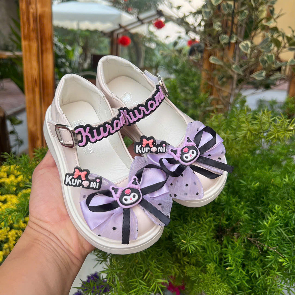 giày búp bê Nơ Kuromi bé gái gày bệt cho bé đi học, đi chơi da mềm MG baby nơ xinh xắn thời trang thu đông NơKuromi001
